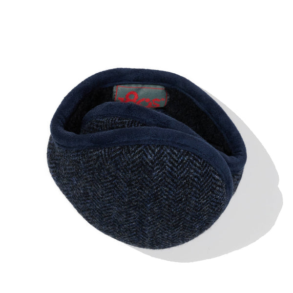 180s Behind-the-Head Earmuffs - Wool Ear Warmer Men Navy Herringbone - 180s  USA LLC