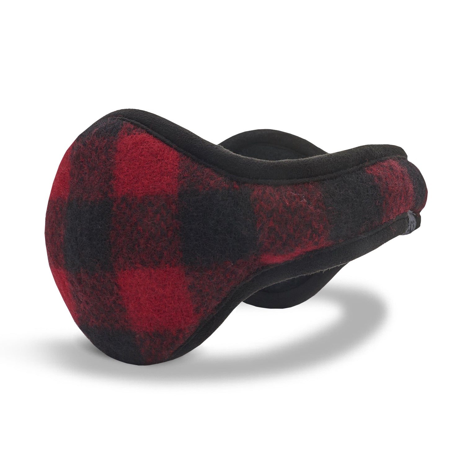 American Wool Ear Warmer Men Buffalo Check Red Black