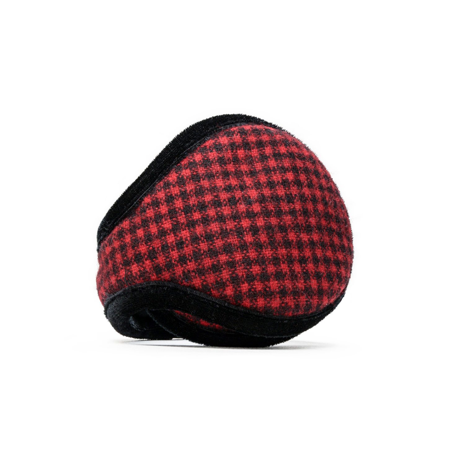 American Wool Ear Warmer Women Mini Buffalo Check Red & Black