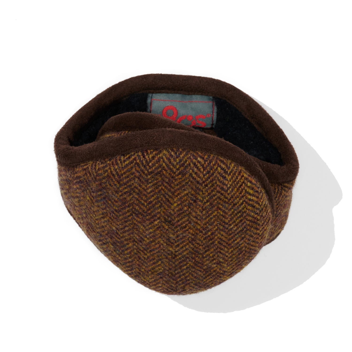Wool Ear Warmer Men Brown Herringbone