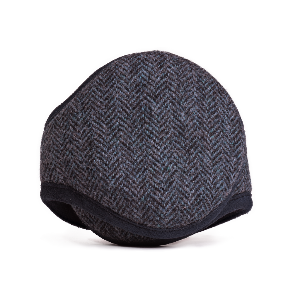 Chesterfield Wool Ear Warmer Men Navy Herringbone