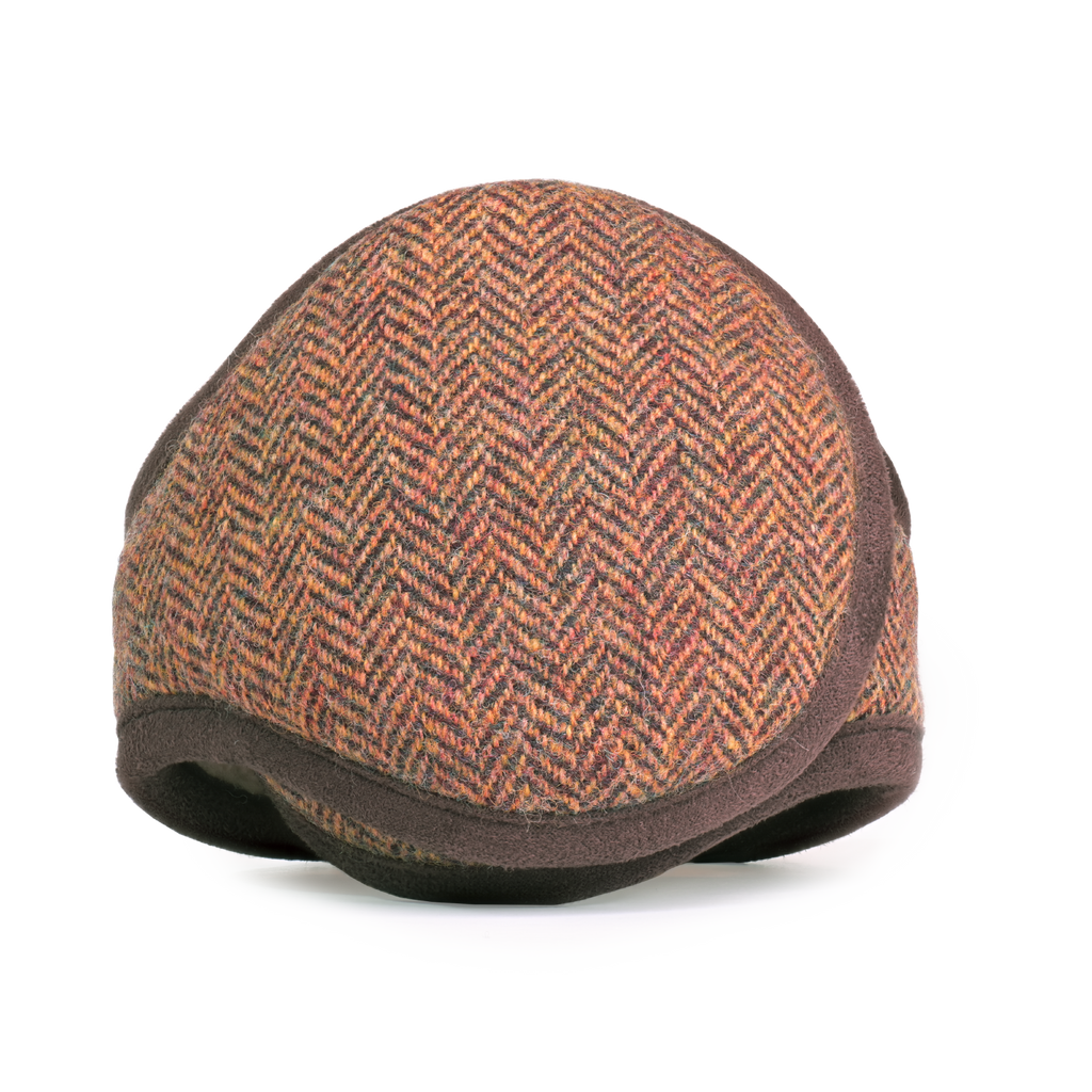 Wool Ear Warmer Men Brown Herringbone