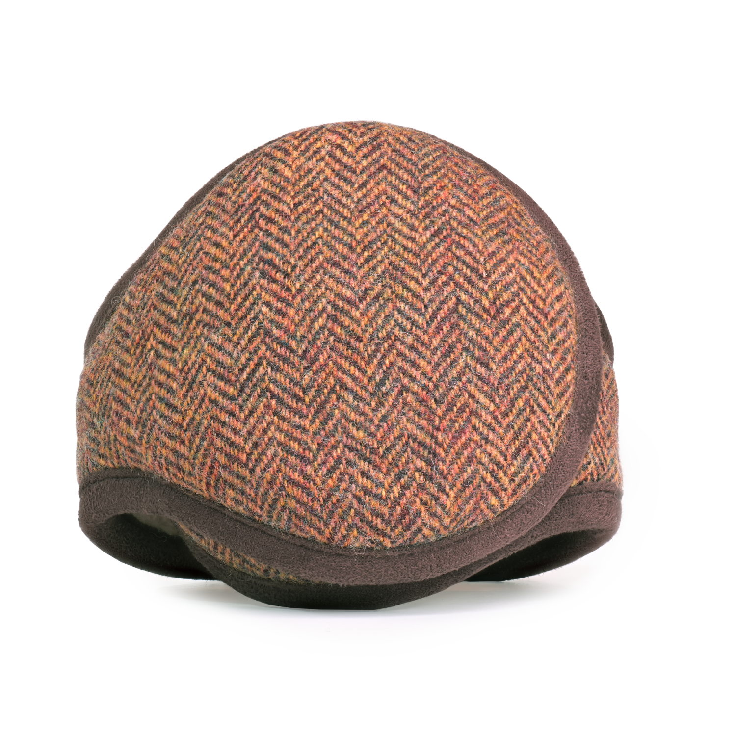 Wool Ear Warmer Men Brown Herringbone