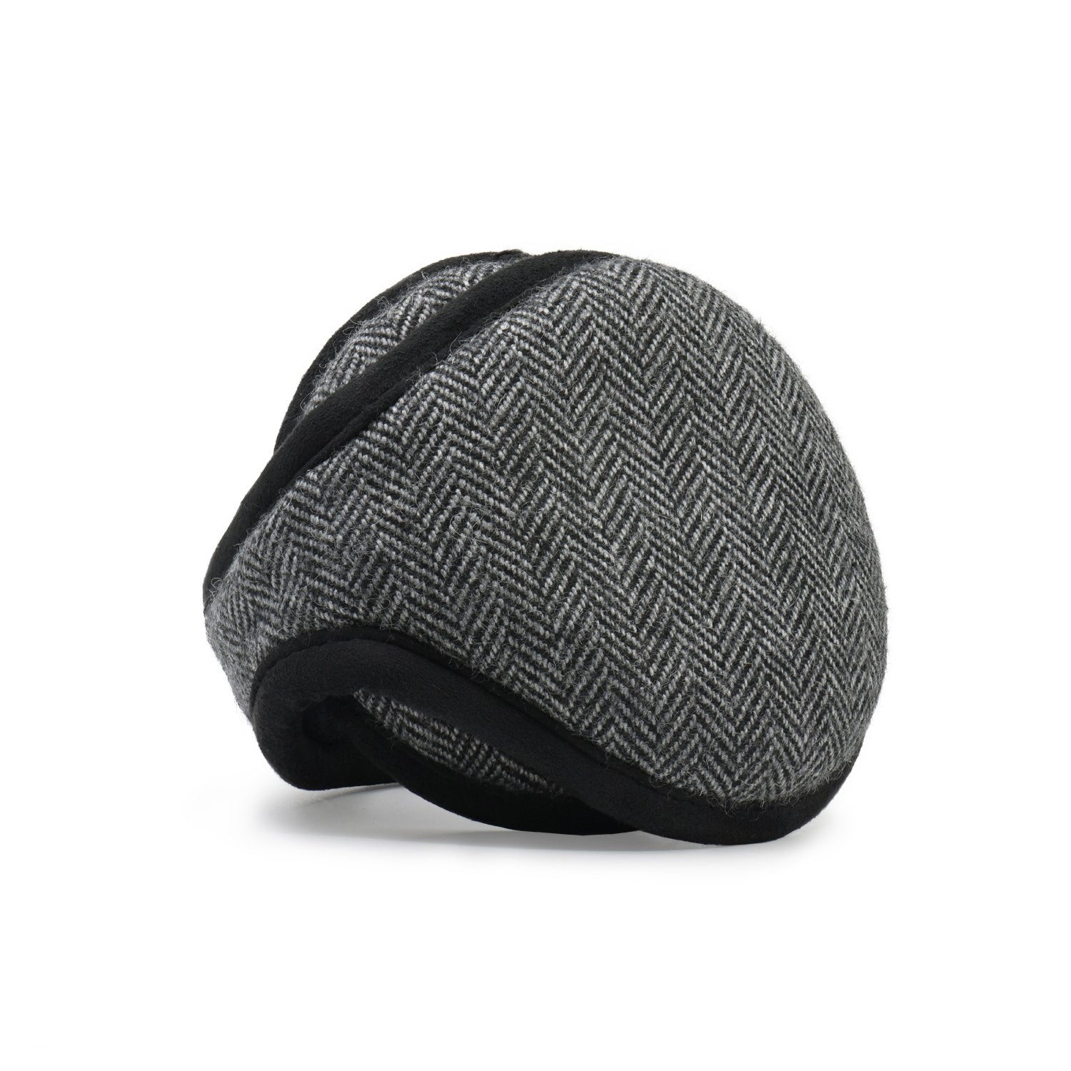 Chesterfield Wool Ear Warmer Men Gray / Black Herringbone