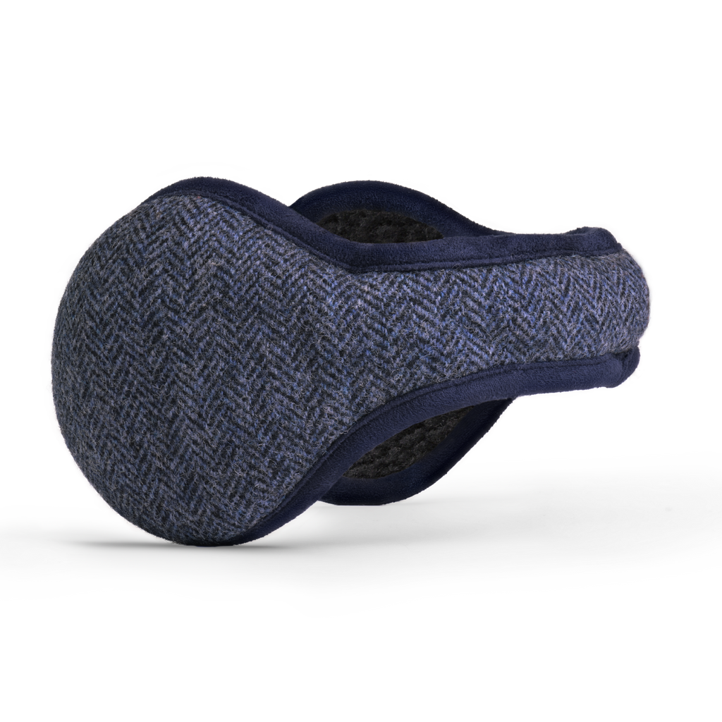 Chesterfield Wool Ear Warmer Men Navy Herringbone