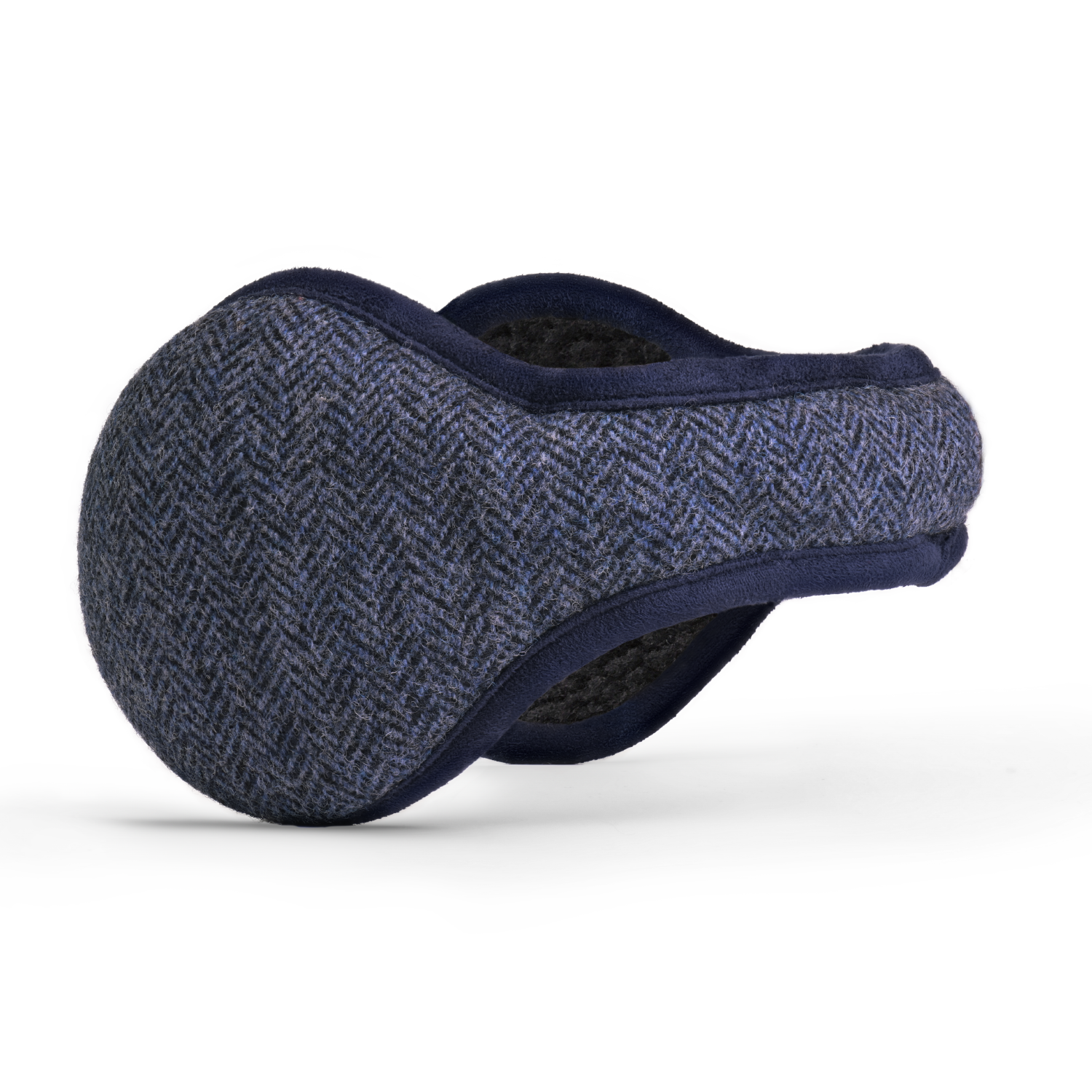 Chesterfield Wool Ear Warmer Men Navy Herringbone