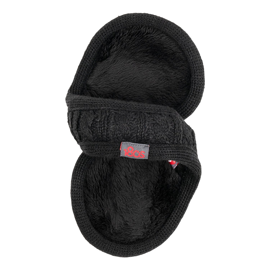 Merino Wool Cable Knit Ear Warmer Women Black