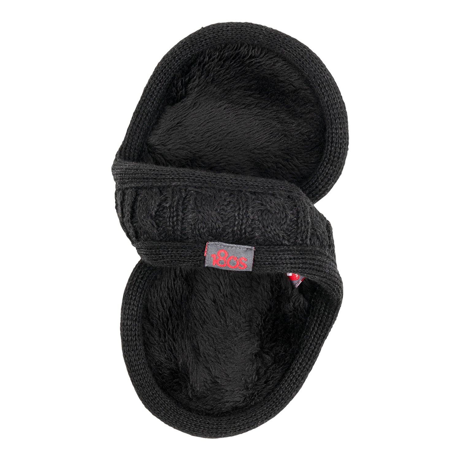 Merino Wool Cable Knit Ear Warmer Women Black