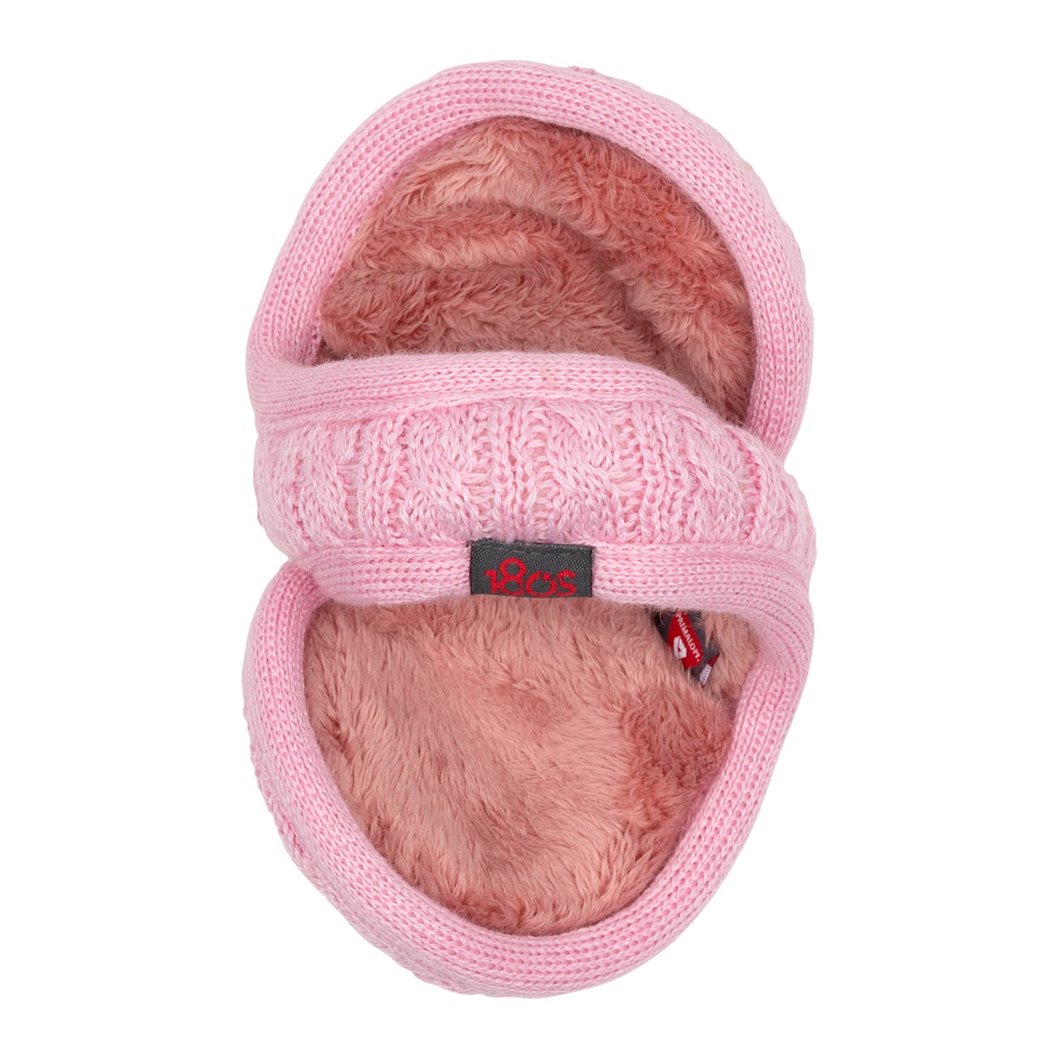 Merino Wool Cable Knit Ear Warmer Women Silver Pink