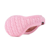 Merino Wool Cable Knit Ear Warmer Women Silver Pink