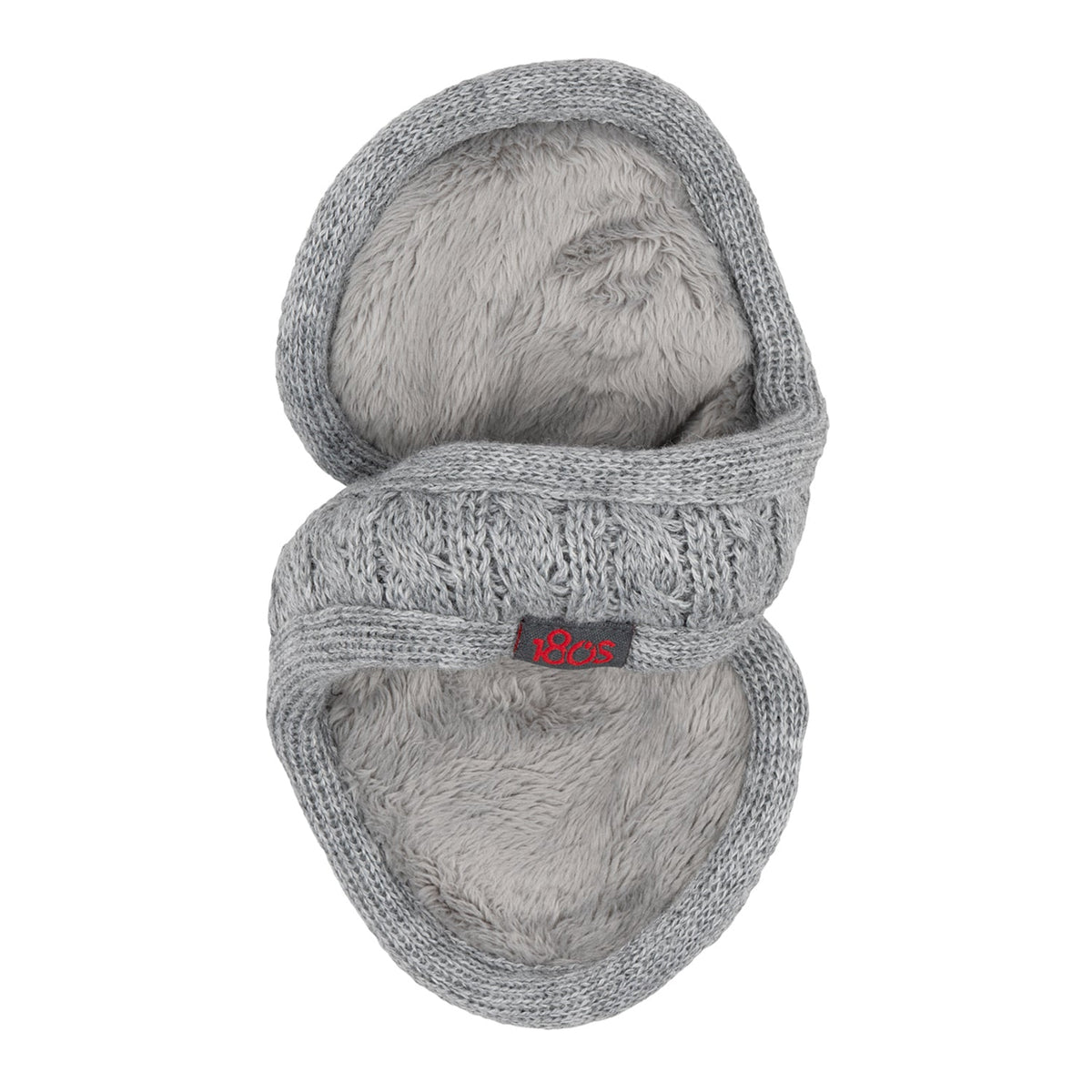 Merino Wool Cable Knit Ear Warmer Women Medium Grey
