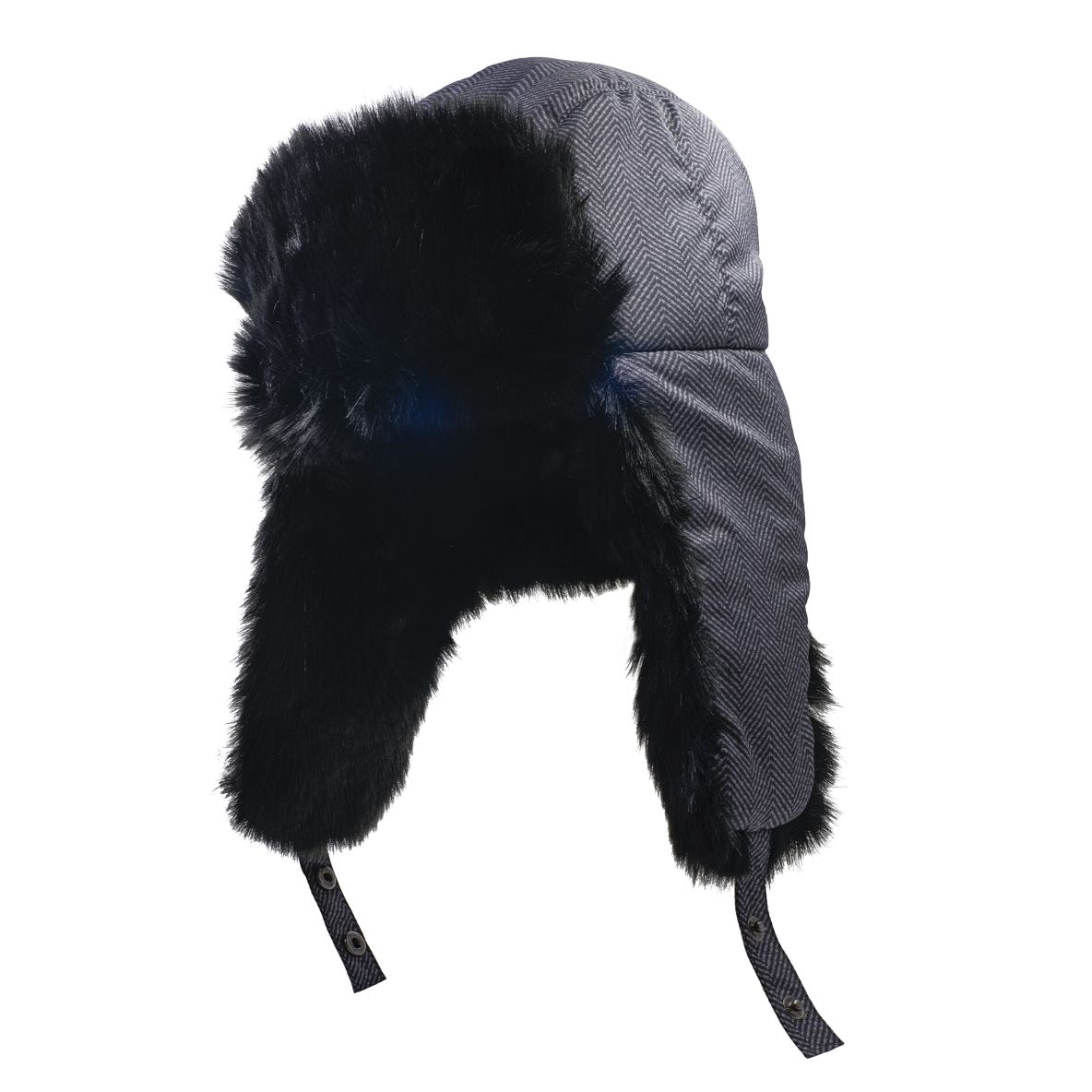 Faux Fur Trim Men Aviator Hat Herringbone Print